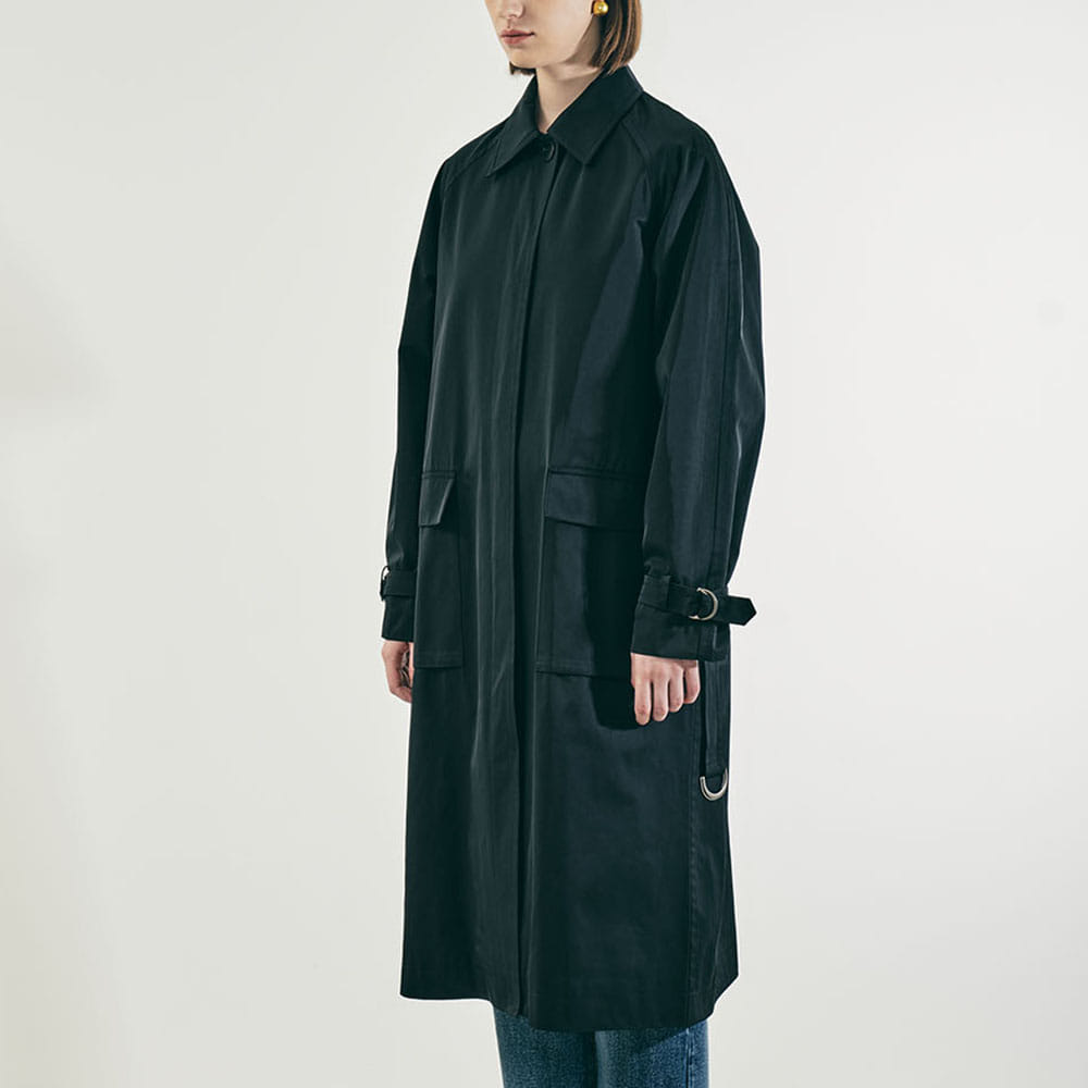 Free Size Balmacaan Trench Coat(Chacoal)
