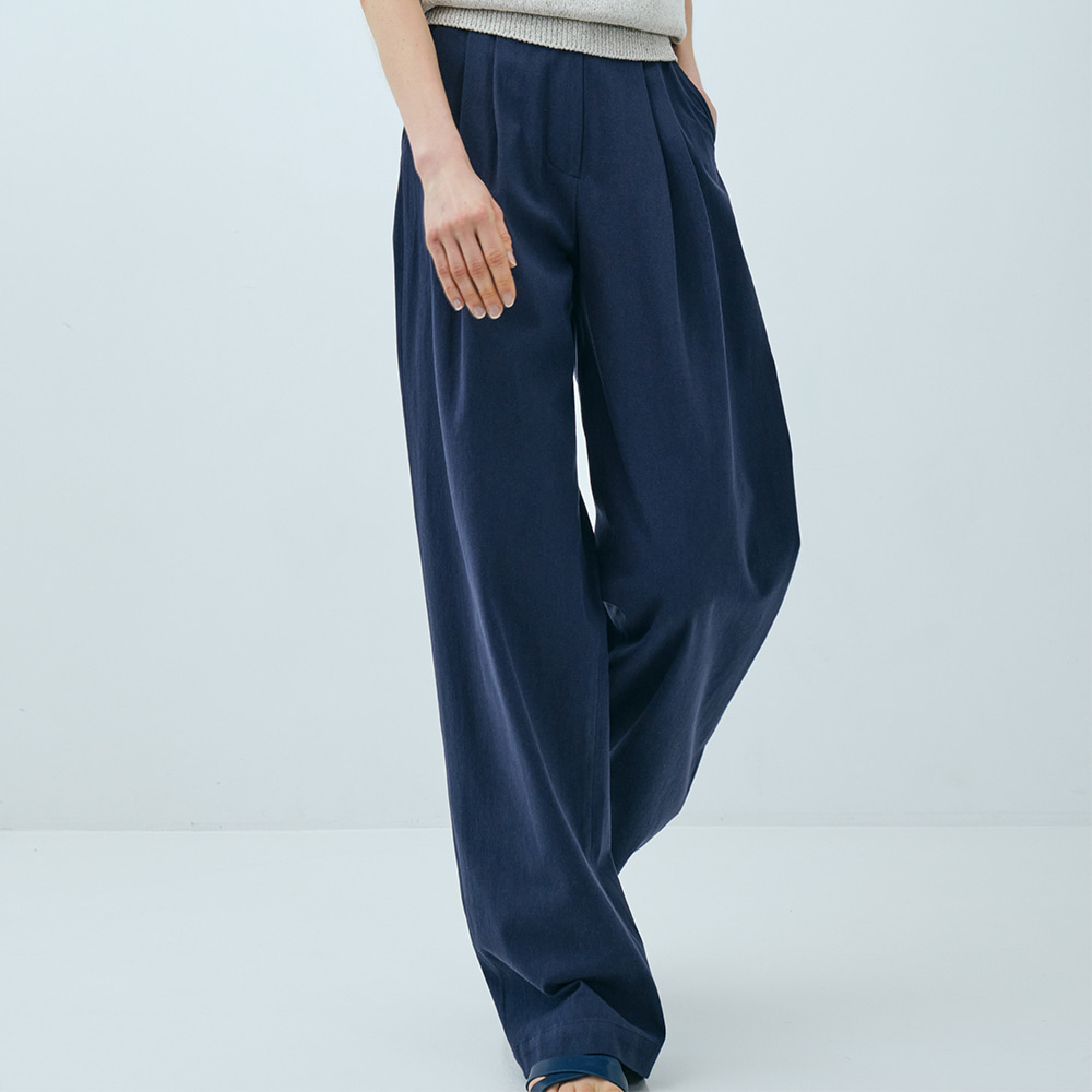 [1차리오더]4-tuck cotton pants_navy